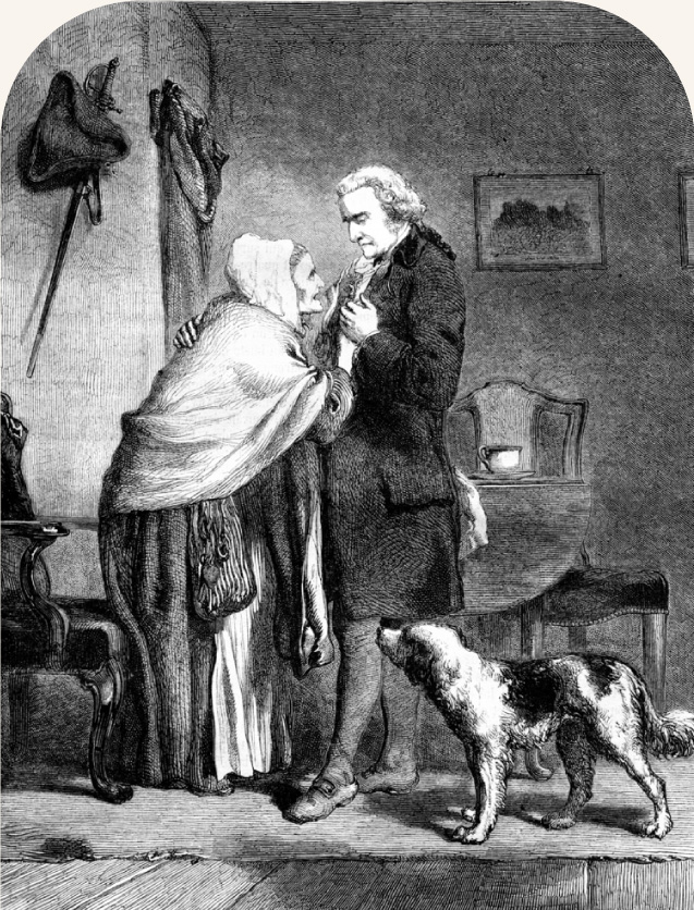 Washington, elected president of the United States, bids farewell to his mother